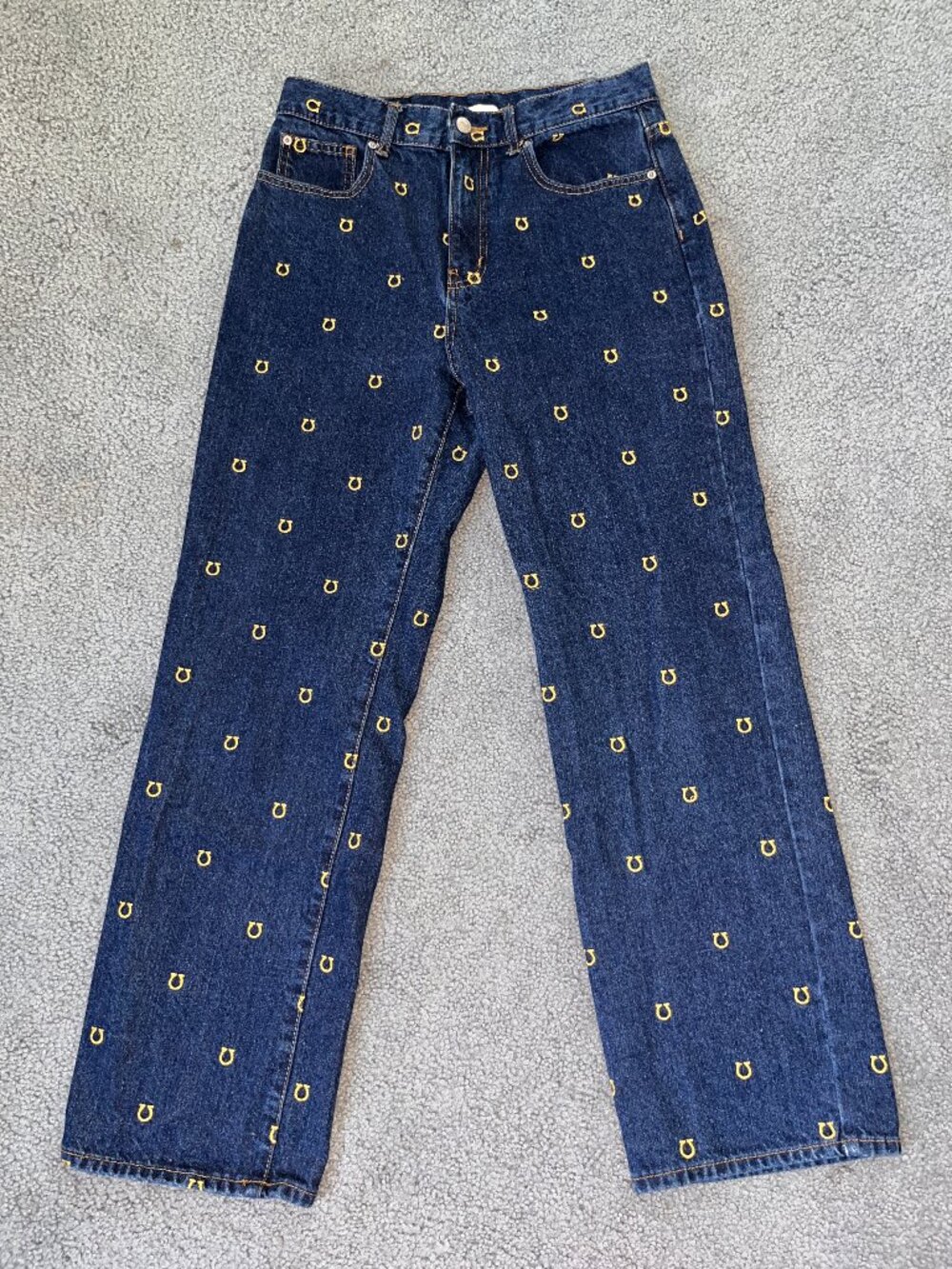 BDG COWBOY JEAN - ALL OVER EMBROIDERED HORSESHOE DESIGN - HIGH WAIST BAGGY - 29
